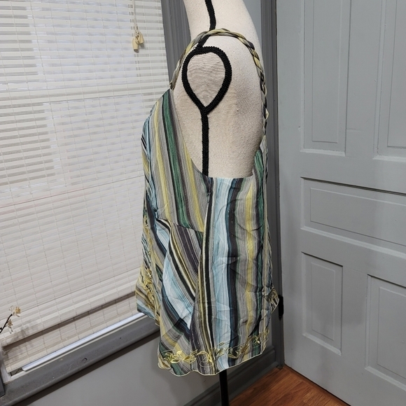 Lane Bryant Embroidered Split Double Chiffon Babydoll Cami - Green / Blue - Picture 5 of 8